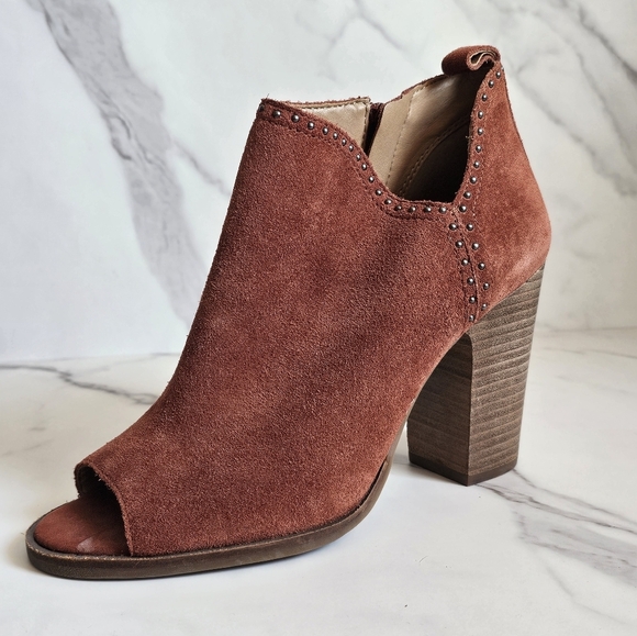 Suede Lucky Brand Lotisha Open Toe Boots Size 10 - Picture 2 of 13